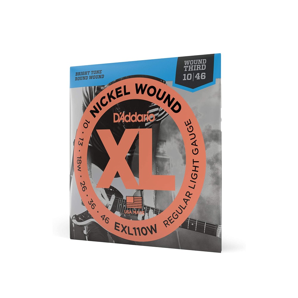 D'Addario EXL110W Nickel Round Wound Electric Guitar Strings - Regular Light Gauge Wound Third (10-46)