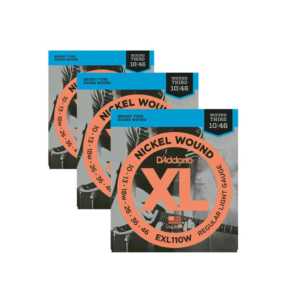 D'Addario EXL110W Nickel Round Wound Electric Guitar Strings - Regular Light Gauge Wound Third (10-46)