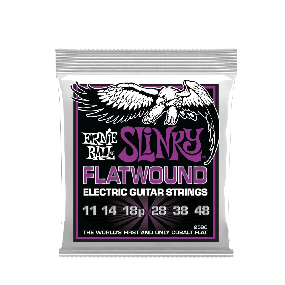 Ernie Ball 2590 Power Slinky Flatwound Electric Guitar Strings (11-48)