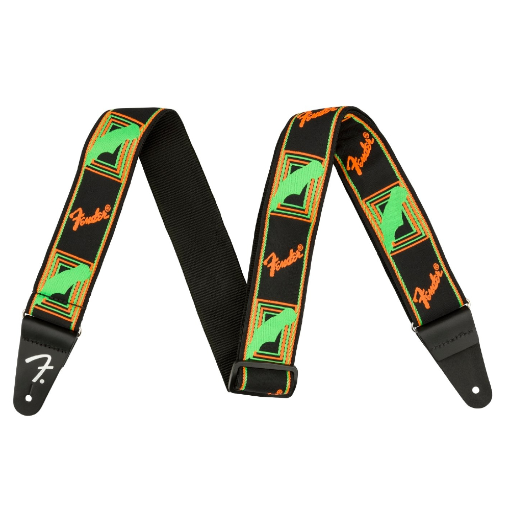 Fender Neon Monogrammed Guitar Strap (Green / Orange)