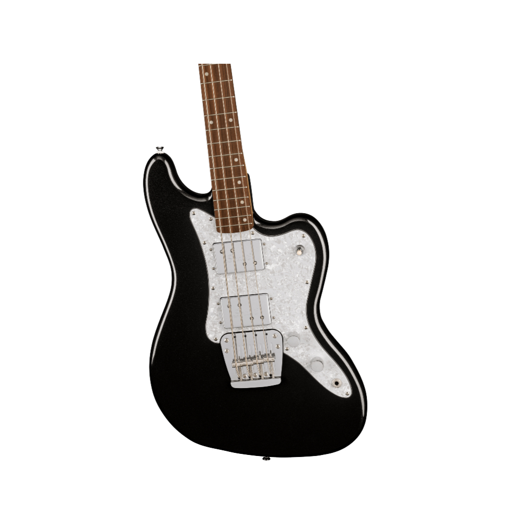 Squier by Fender Paranormal Rascal HH Bass Guitar - Laurel Fingerboard / White Pearloid Pickguard (Metallic Black)