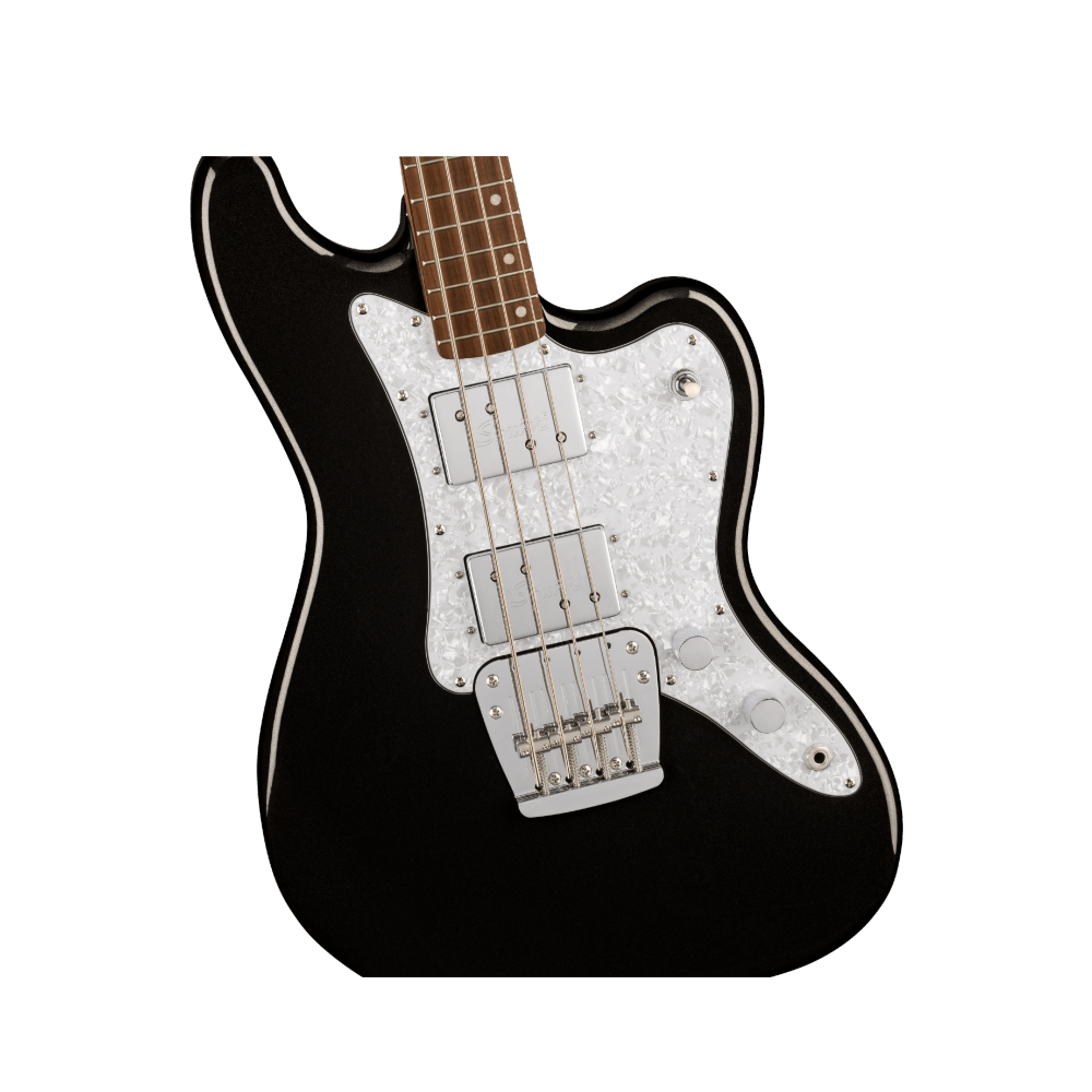 Squier by Fender Paranormal Rascal HH Bass Guitar - Laurel Fingerboard / White Pearloid Pickguard (Metallic Black)