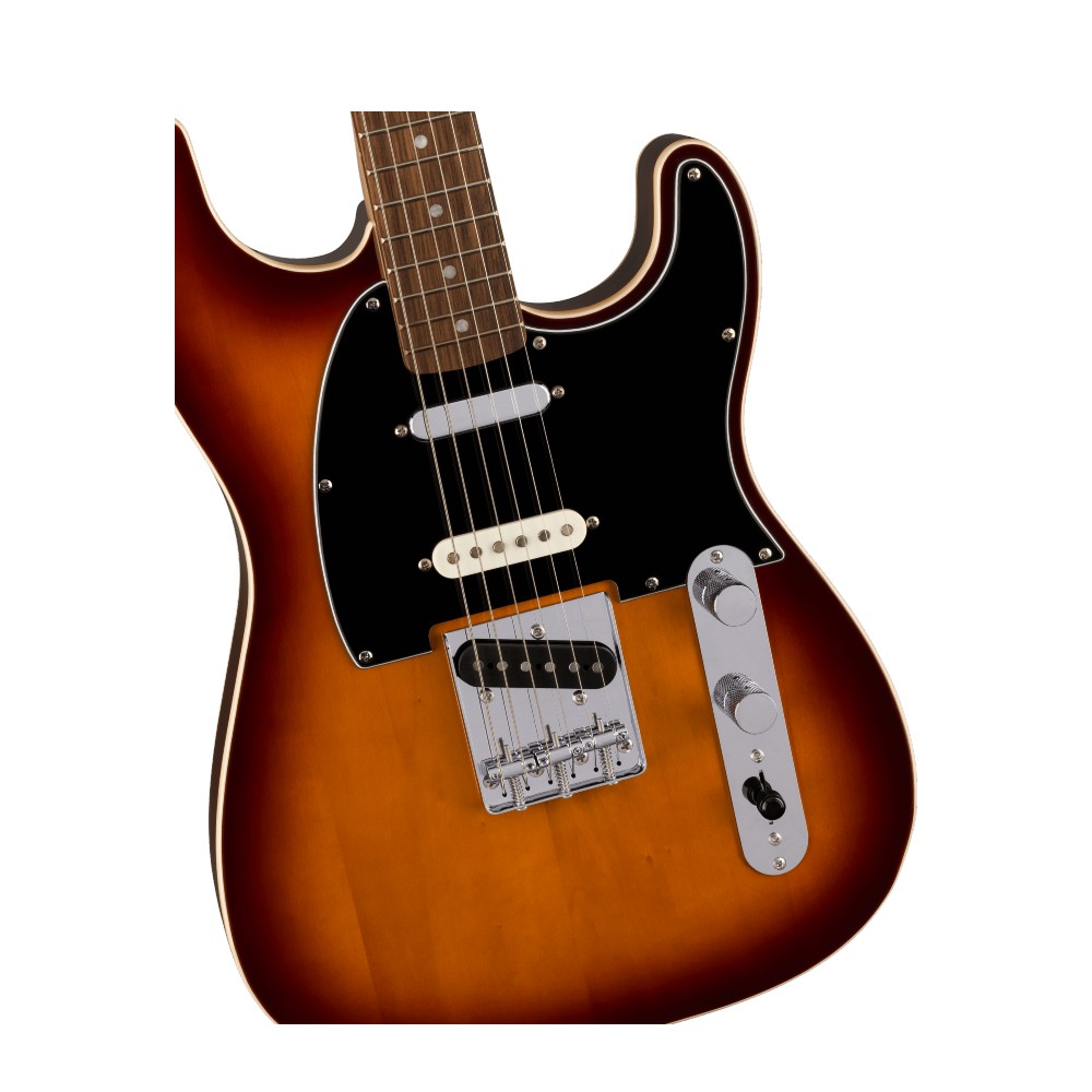 Squier by Fender Paranormal Custom Nashville Stratocaster Electric Guitar - Laurel Fingerboard / Black Pickguard (Chocolate 2-Color Sunburst)