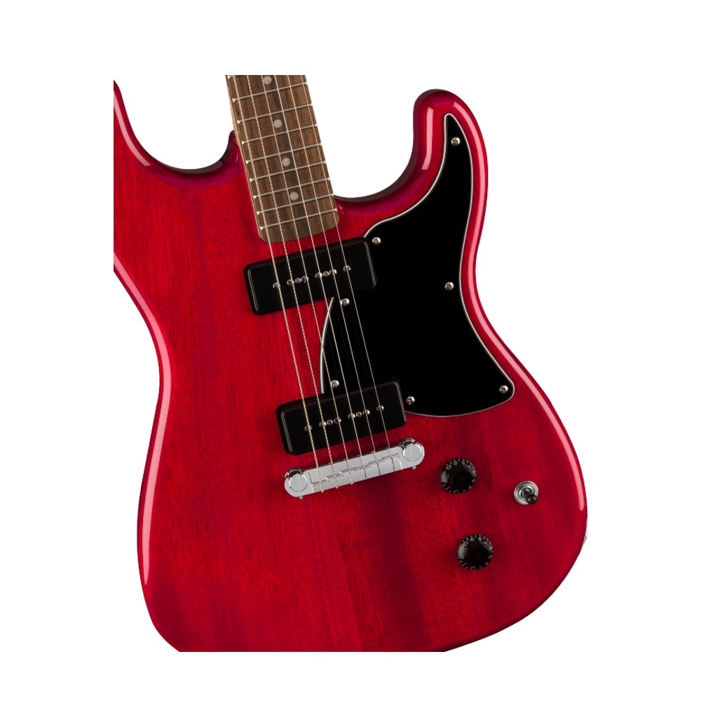 Squier by Fender Paranormal Strat-O-Sonic Electric Guitar - Laurel Fingerboard / Black Pickguard (Crimson Red Transparent)