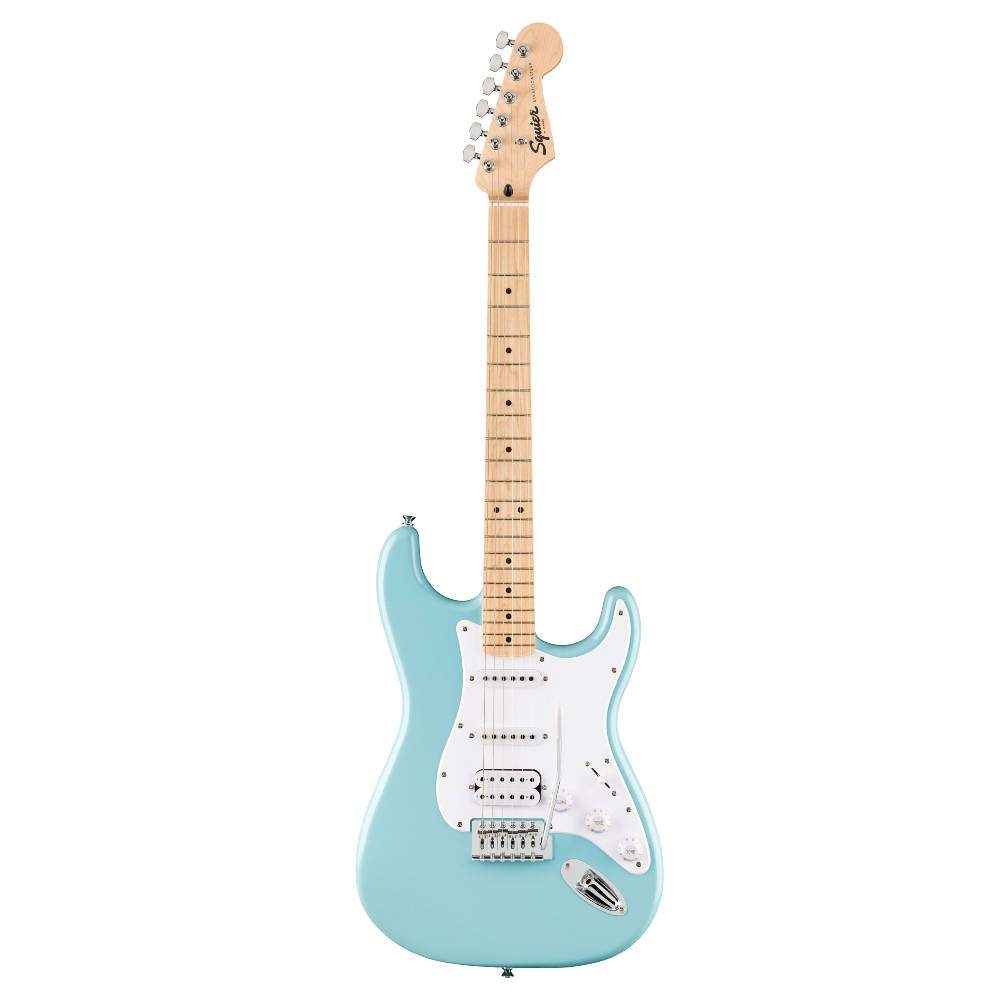 Squier by Fender FSR Sonic Stratocaster HSS Electric Guitar White Pickguard (Tropical Turquoise)