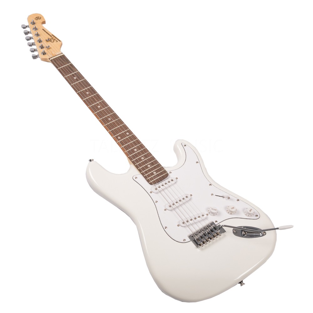 SX ED1-WT Stratocaster Electric Guitar with Bag (White)