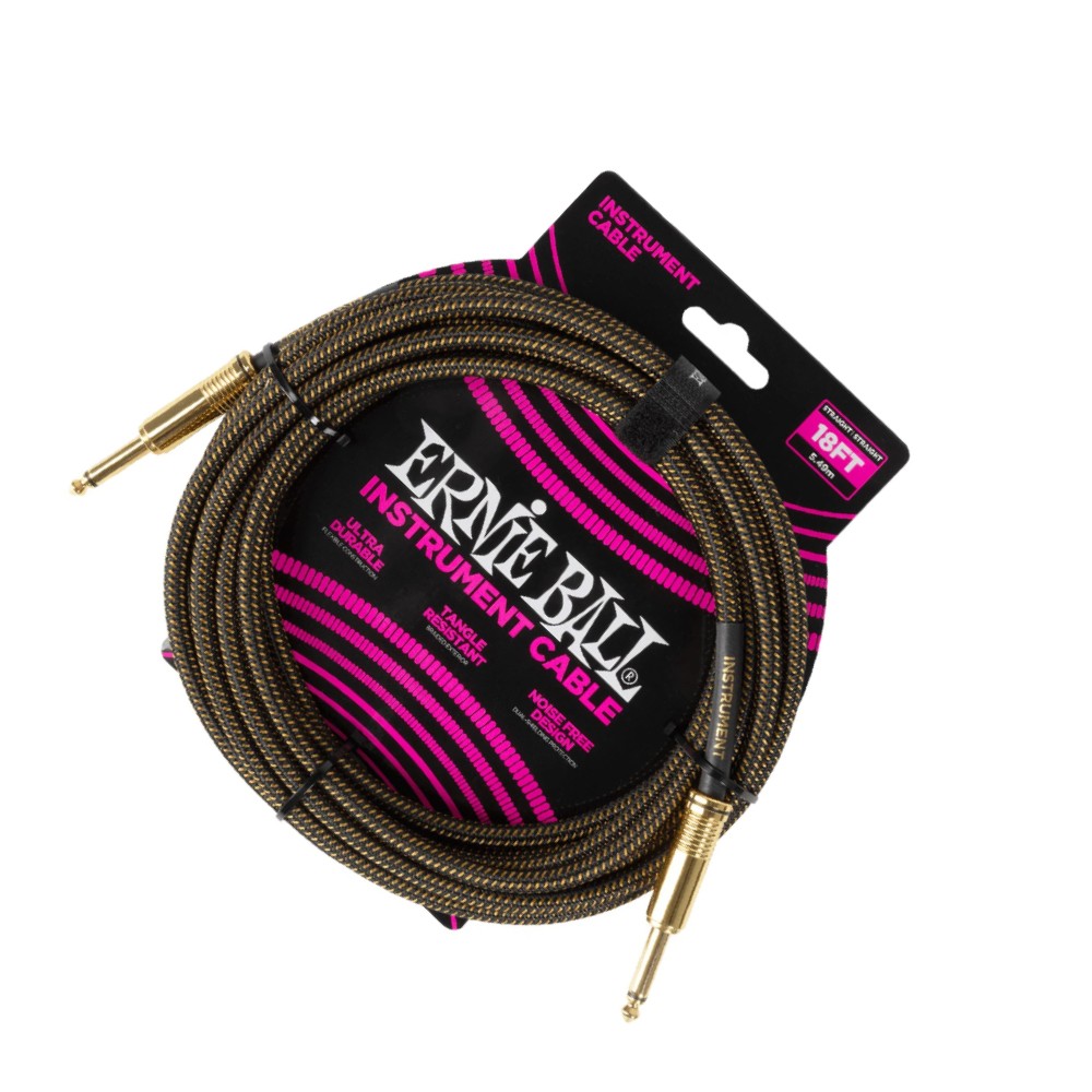 Ernie Ball 6432 Braided Pay Dirt Jack Cable (18 FT) Braided Instrument Cable