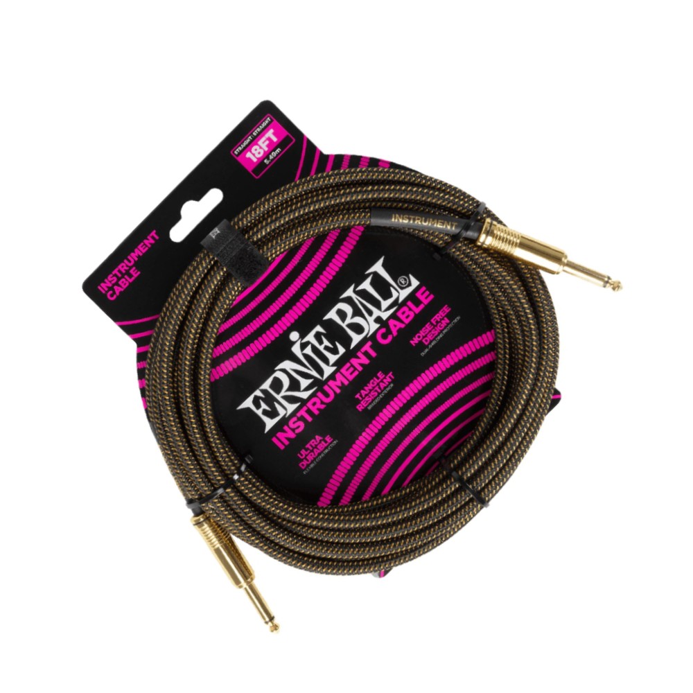 Ernie Ball 6432 Braided Pay Dirt Jack Cable (18 FT) Braided Instrument Cable