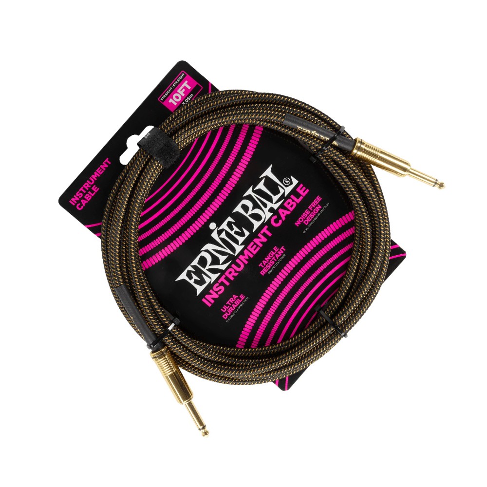 Ernie Ball EB6428 10ft Braided Instrument Cable (Pay Dirt)