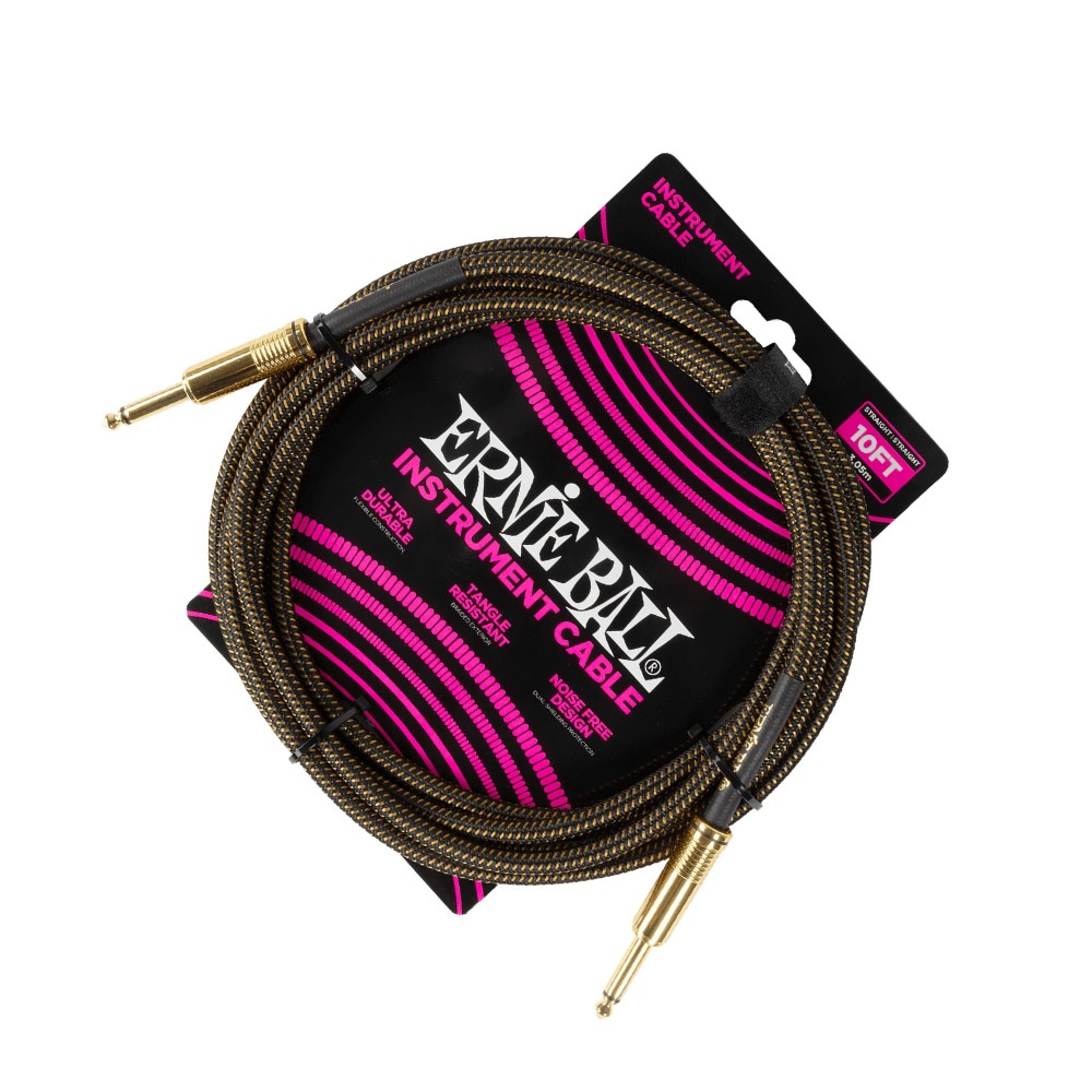 Ernie Ball EB6428 10ft Braided Instrument Cable (Pay Dirt)