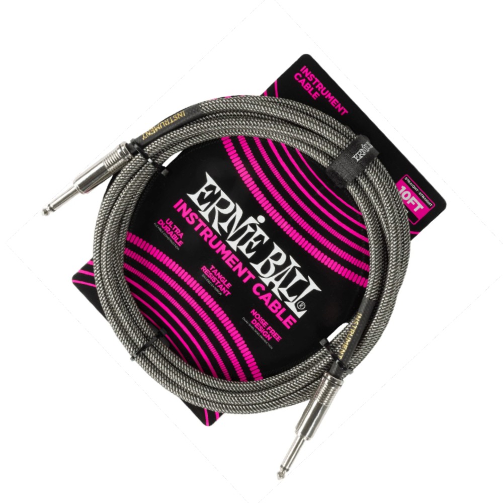 Ernie Ball 6429 10ft Braided Instrument Cable (Silver Fox)