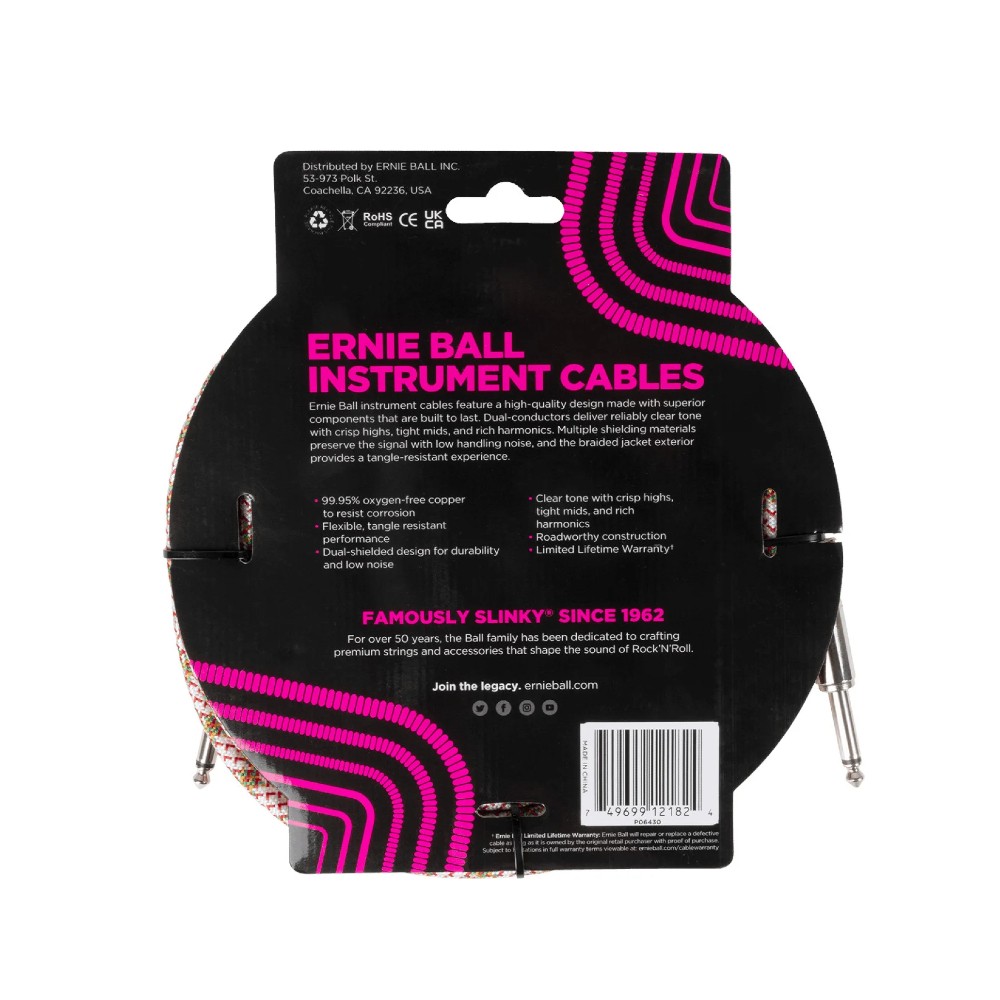 Ernie Ball 6430 18ft Braided Instrument Cable (Emerald Argyle)