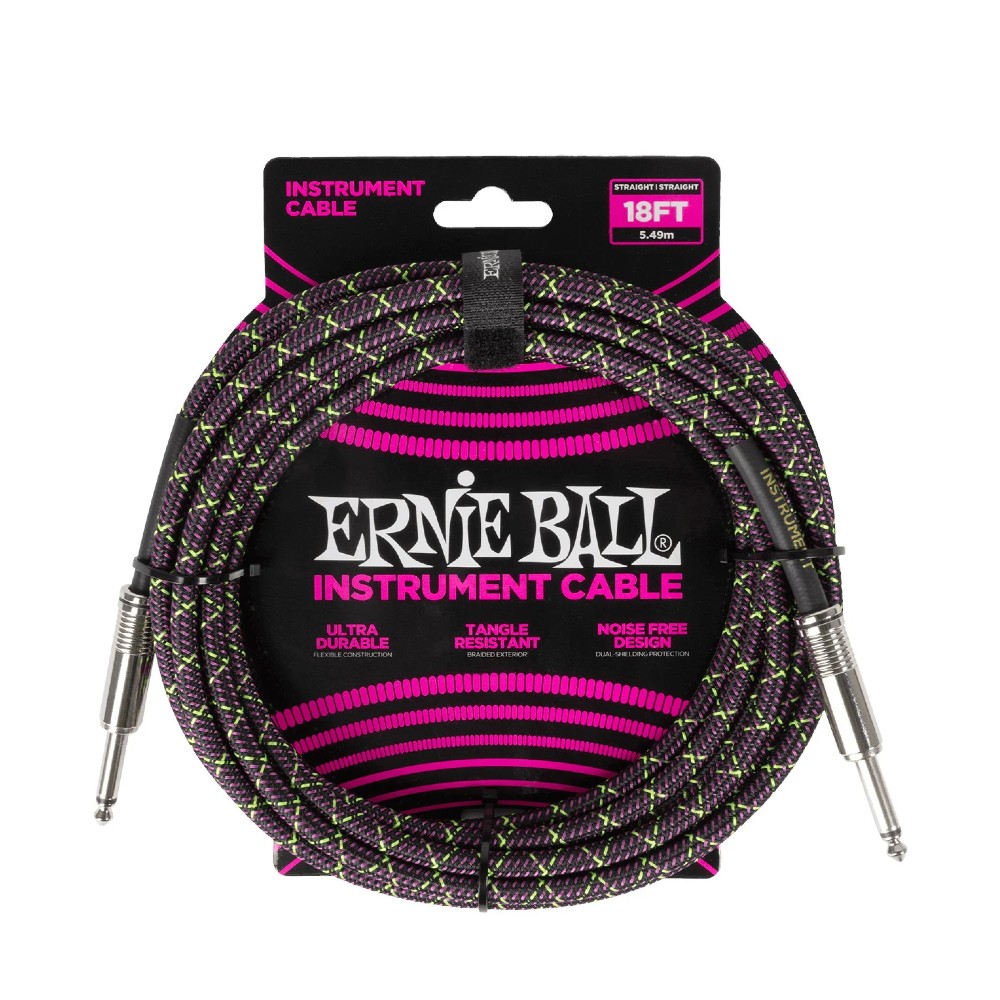 Ernie Ball 6431 Braided Purple Python Jack 18ft Instrument Cable