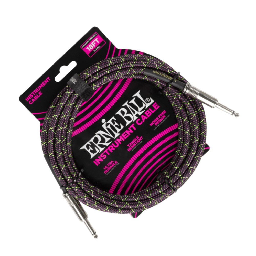 Ernie Ball 6431 Braided Purple Python Jack Cable 18ft.