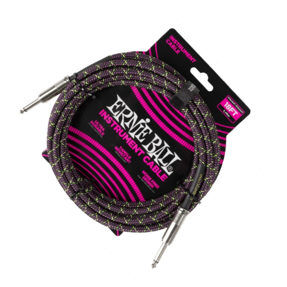 Ernie Ball 6431 Braided Purple Python Jack 18ft Instrument Cable