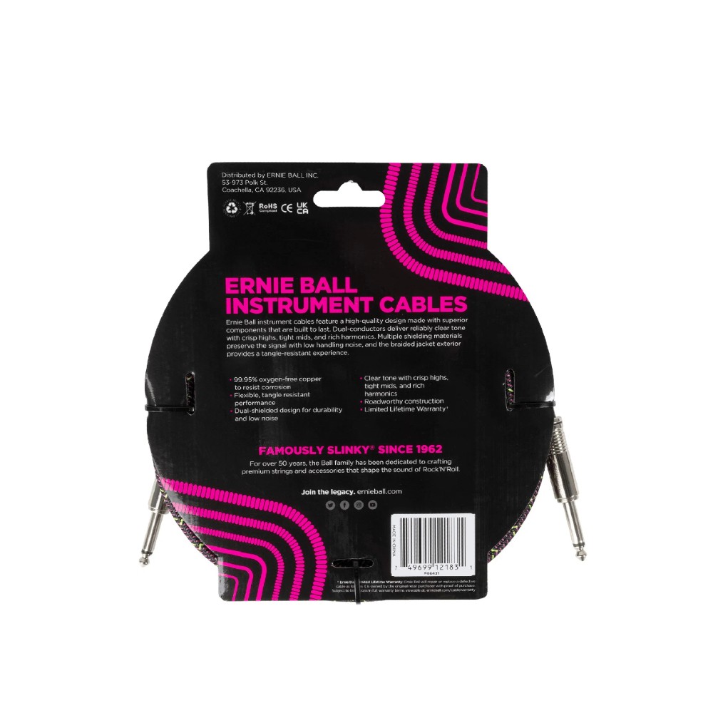 Ernie Ball 6431 Braided Purple Python Jack 18ft Instrument Cable