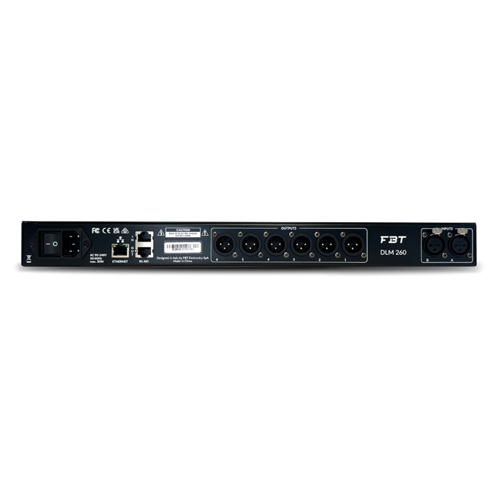 FBT DLM-260 Rackmount Digital Loudspeaker Management Processor, 2in, 6out Rackmount