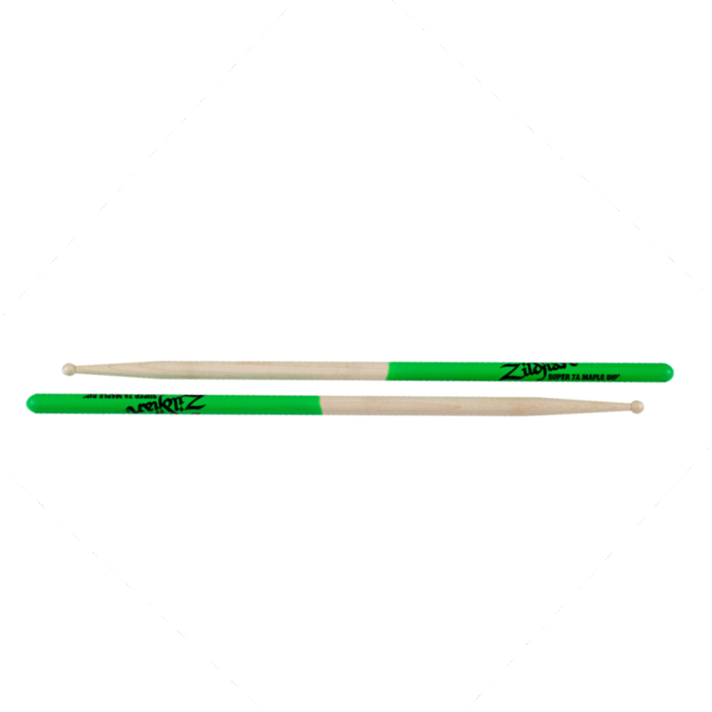 Zildjian Super 7A Maple DIP Drum Sticks Green - S7AMG