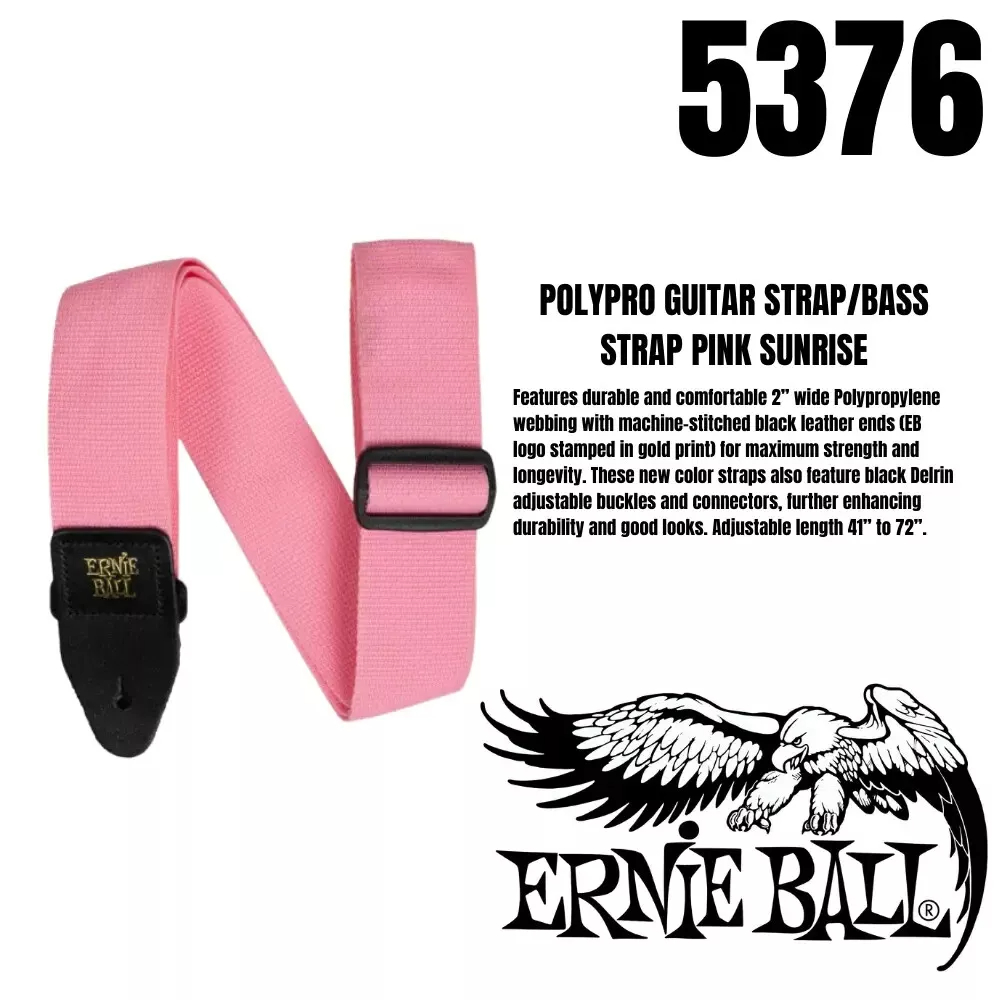 Ernie Ball 5376 Polypro Guitar/Bass Strap (Pink Sunrise)