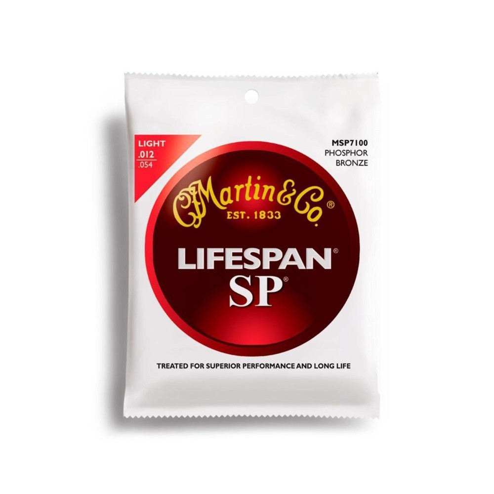 Martin Co. MSP7100 SP Lifespan Phosphor Bronze Light Acoustic Guitar Strings