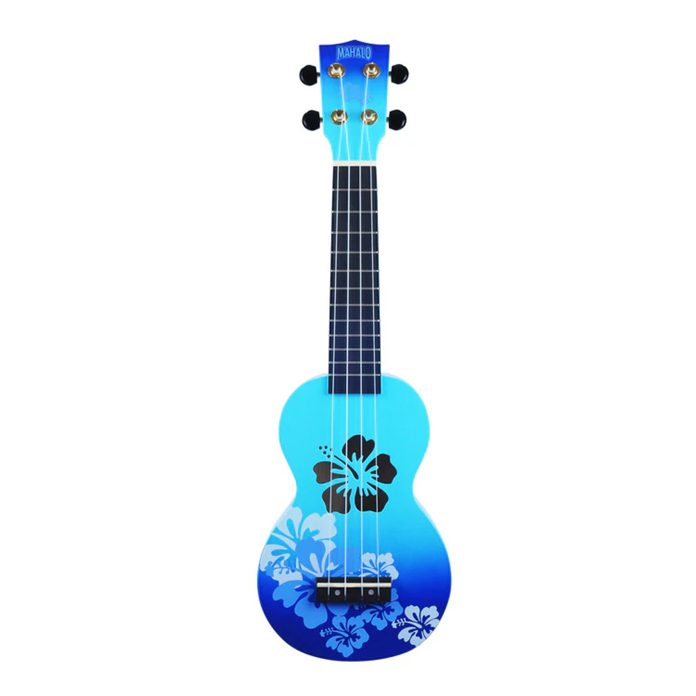 Mahalo MD1HBBUB Soprano Ukulele Hibiscus with Bag (Light Blue) - JB Music