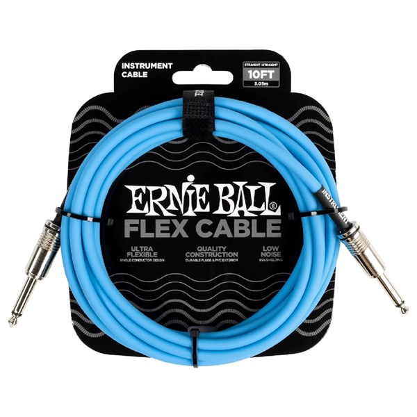 Ernie Ball 6412 Flex Cable Straight 10ft Instrument Cable (Blue)