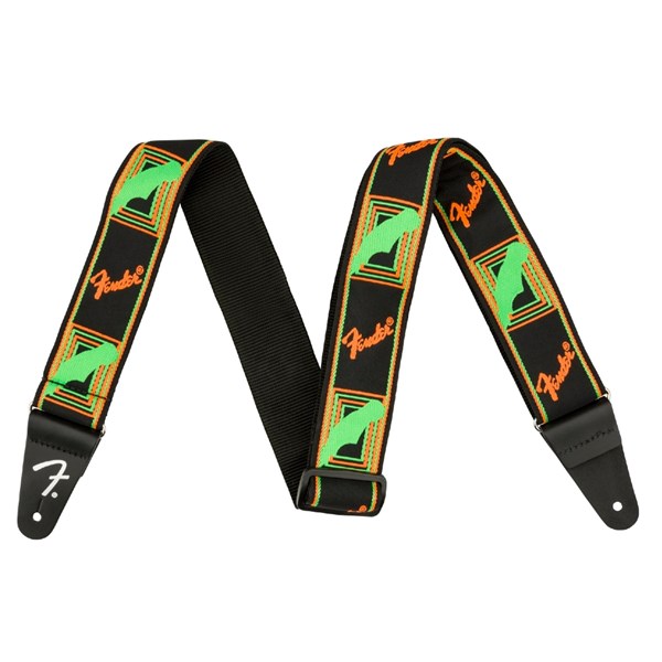 Fender Neon Monogrammed Guitar Strap (Green / Orange)