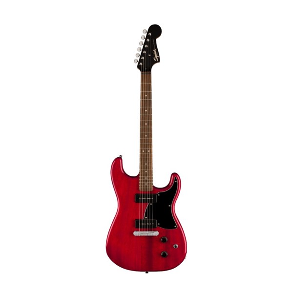 Squier by Fender Paranormal Strat-O-Sonic Electric Guitar - Laurel Fingerboard / Black Pickguard (Crimson Red Transparent)