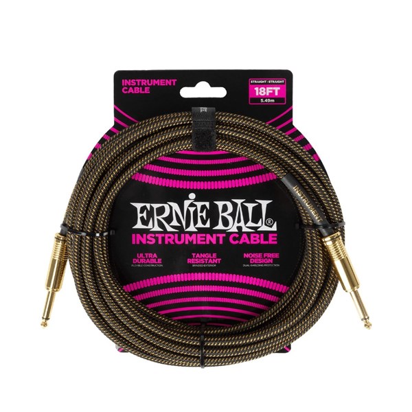 Ernie Ball 6432 Braided Pay Dirt Jack Cable (18 FT) Braided Instrument Cable