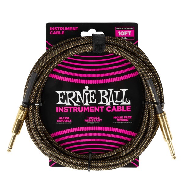 Ernie Ball EB6428 10ft Braided Instrument Cable (Pay Dirt)